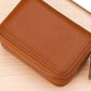 Porte-cartes RFID en cuir véritable avec double fermeture zippée et grande capacité