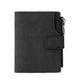 Portefeuille femme compact vintage en cuir PU nubuck avec zip et bouton pression