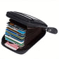 Porte-cartes en cuir PU noir avec compartiment monnaie zippé et fente ID