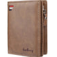 Portefeuille homme court en cuir pu vintage à grande capacité avec poche monnaie zippée