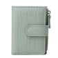 Portefeuille femme compact en cuir PU effet crocodile avec rabat et bouton pression