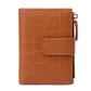 Portefeuille femme compact en cuir PU effet crocodile avec rabat et bouton pression
