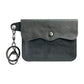 Porte-carte et porte-monnaie slim en cuir de vachette véritable avec porte-clés