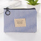 Porte-monnaie femme compact en tissu coton avec zip et motif rayé