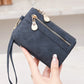 Portefeuille femme compact en cuir PU avec zip, dragonne et compartiments multiples