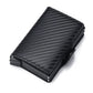 Porte-cartes slim en aluminium et cuir PU effet carbone avec capacité 14 cartes