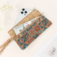 Pochette téléphone en liège zippée motif ethnique multifonction compacte