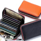 Porte-cartes en cuir véritable zippé avec RFID compact unisexe accordéon