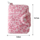 Porte-monnaie léopard en peluche avec fermeture pression et poche zippée