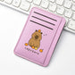 Porte-carte mince en cuir pu avec motif capybara mignon pour femme