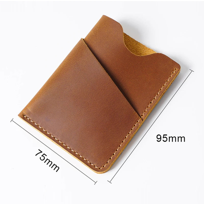 Porte-carte en cuir Crazy Horse véritable - style vintage et minimaliste