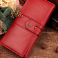 Portefeuille long femme en cuir véritable RFID avec zip et compartiments multiples