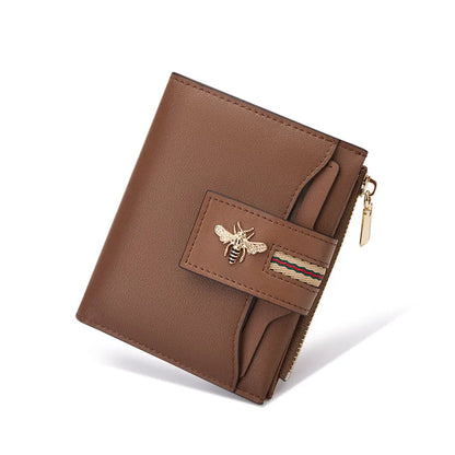 Portefeuille femme compact en cuir avec porte-cartes et porte-monnaie élégant