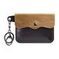 Porte-carte et porte-monnaie slim en cuir de vachette véritable avec porte-clés