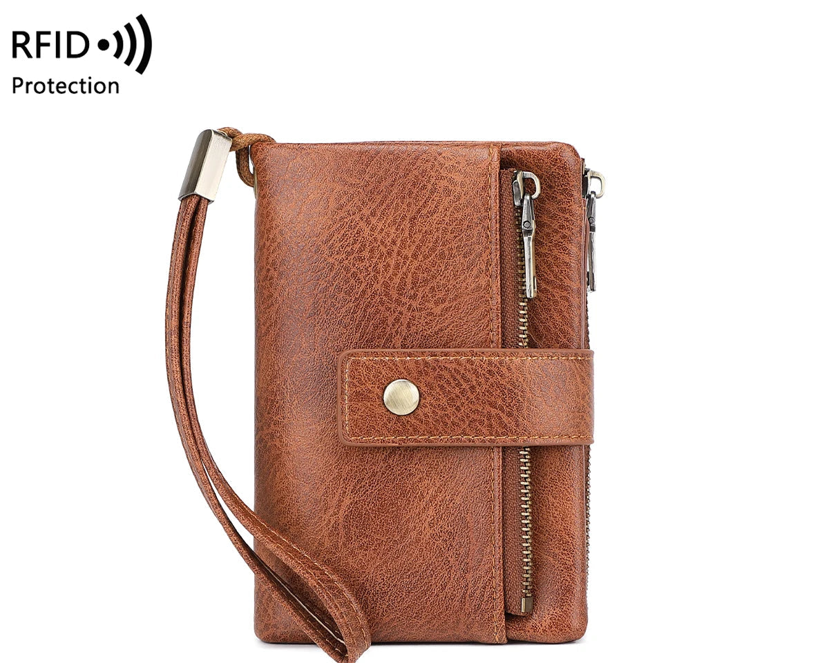 Portefeuille femme RFID en similicuir avec porte-cartes et porte-monnaie zippé