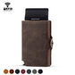 Portefeuille RFID en cuir refendu et aluminium slim avec porte-cartes sécurisé compact