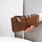 Portefeuille long femme en cuir PU avec rabat, compartiment téléphone et grande capacité