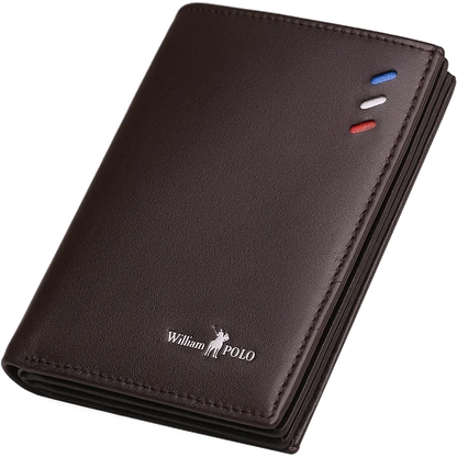Portefeuille homme en cuir véritable compact avec porte-cartes et compartiments slim élégant