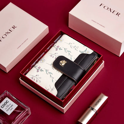 Portefeuille court en cuir PU pour femme avec motif floral élégant