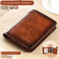 Portefeuille homme cuir véritable trifold RFID compact avec porte-cartes et billets