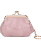 Mini porte-monnaie rétro en cuir PU avec fermoir Kiss Lock et porte-clés intégré