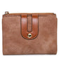 Portefeuille femme compact en cuir PU bicolore avec zip et rabat grande capacité