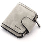 Portefeuille court femme  en cuir abrasif avec porte-monnaie
