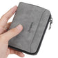 Portefeuille homme compact en cuir PU effet suédé avec zip et porte-cartes multifonction