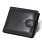 Portefeuille homme en cuir véritable compact avec rabat et protection RFID sécurisée