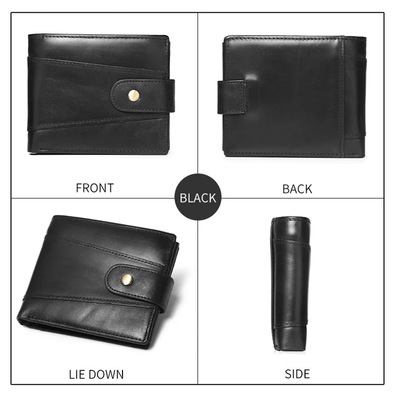 Portefeuille homme cuir véritable vintage compact avec RFID et grande capacité