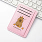 Porte-carte mince en cuir pu avec motif capybara mignon pour femme