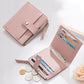 Portefeuille femme compact cuir PU avec zip et bouton pression porte-cartes multifonction