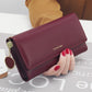 Portefeuille long trifold en cuir PU pour femme avec porte-cartes chic