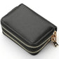 Portefeuille compact femme à double fermeture zippée avec grande capacité pour cartes
