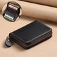 Porte-cartes zippé vintage en cuir PU compact unisexe avec compartiments