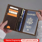 Protège-passeport en cuir véritable pour homme avec fente pour stylo