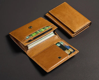 Porte-carte en cuir de vachette avec protection RFID - haute capacité