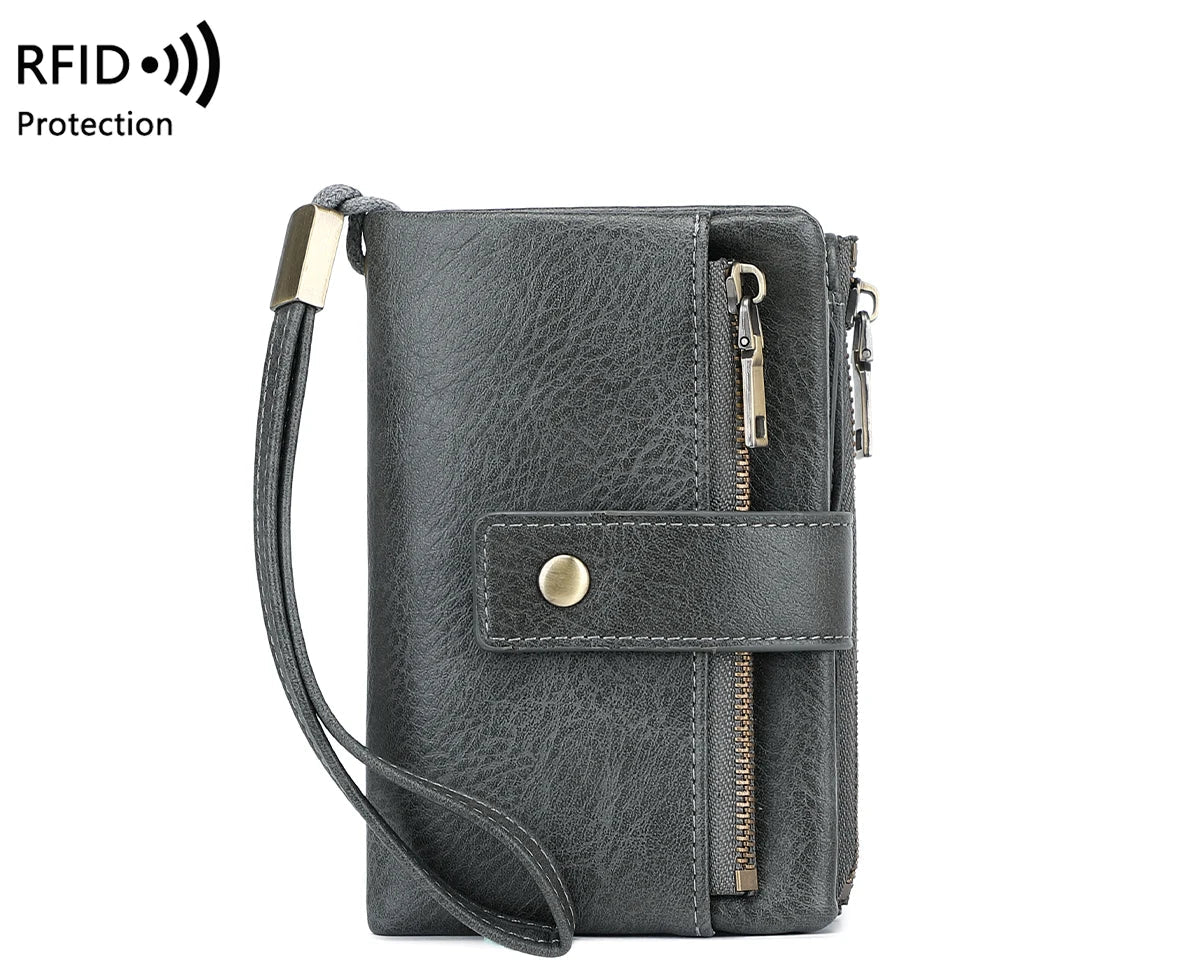 Portefeuille femme RFID en similicuir avec porte-cartes et porte-monnaie zippé