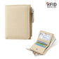 Portefeuille femme compact en cuir véritable RFID avec zip et porte-cartes sécurisé