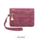 Portefeuille femme compact en cuir PU avec zip et dragonne amovible élégante
