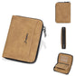 Portefeuille homme compact en cuir PU effet suédé avec zip et porte-cartes multifonction