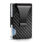 Portefeuille carte RFID aluminium effet carbone avec pince à billets ultra fin unisexe