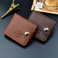 Portefeuille homme compact en cuir PU grainé avec bouton pression et grande capacité