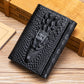 Portefeuille homme cuir véritable motif crocodile compact multi-cartes avec rabat