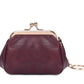 Mini porte-monnaie rétro en cuir PU avec fermoir Kiss Lock et porte-clés intégré
