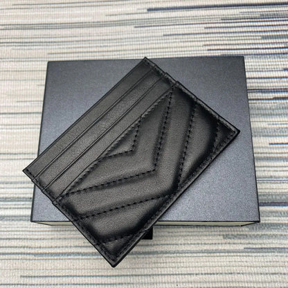 Porte-carte luxe en cuir d'agneau véritable - design matelassé classique