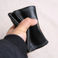 Portefeuille homme cuir véritable compact noir avec porte-cartes et compartiments