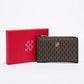 Portefeuille femme compact en cuir PU imprimé avec fermeture zippée design tendance