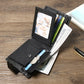 Portefeuille homme en cuir véritable compact avec rabat et protection RFID sécurisée