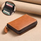 Porte-cartes zippé vintage en cuir PU compact unisexe avec compartiments